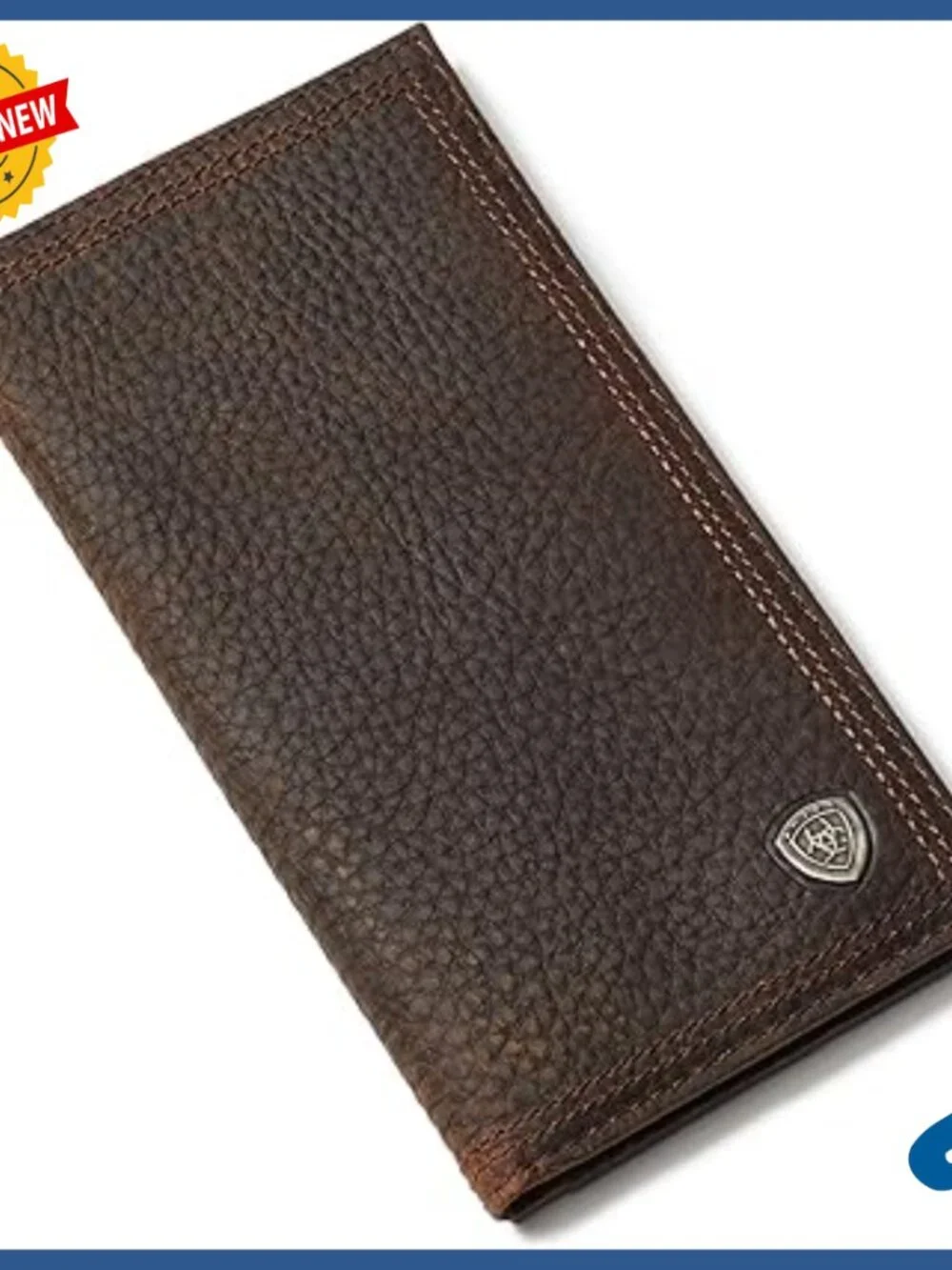 Men's Leather Rodeo Wallet with Shield Concho, 12 Card Slots